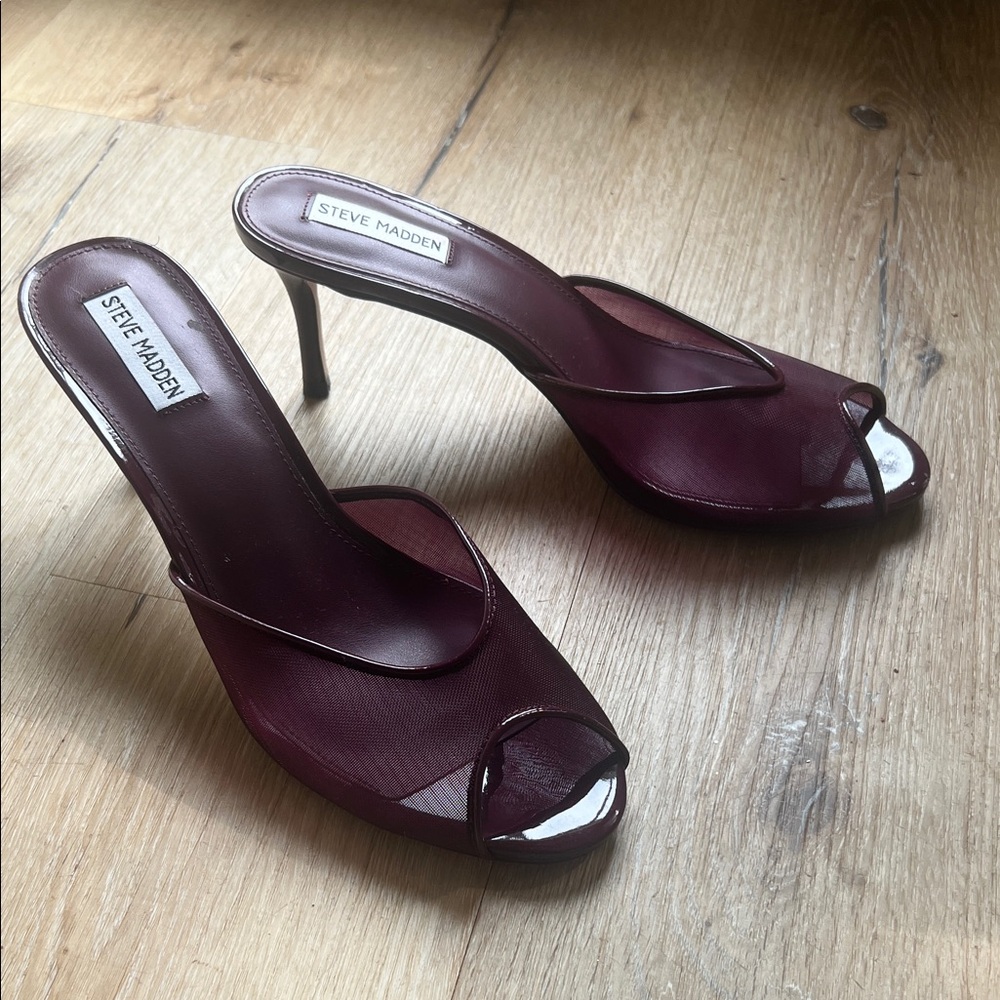 Steve Madden Deep Plum Peep-Toe Stiletto Heels